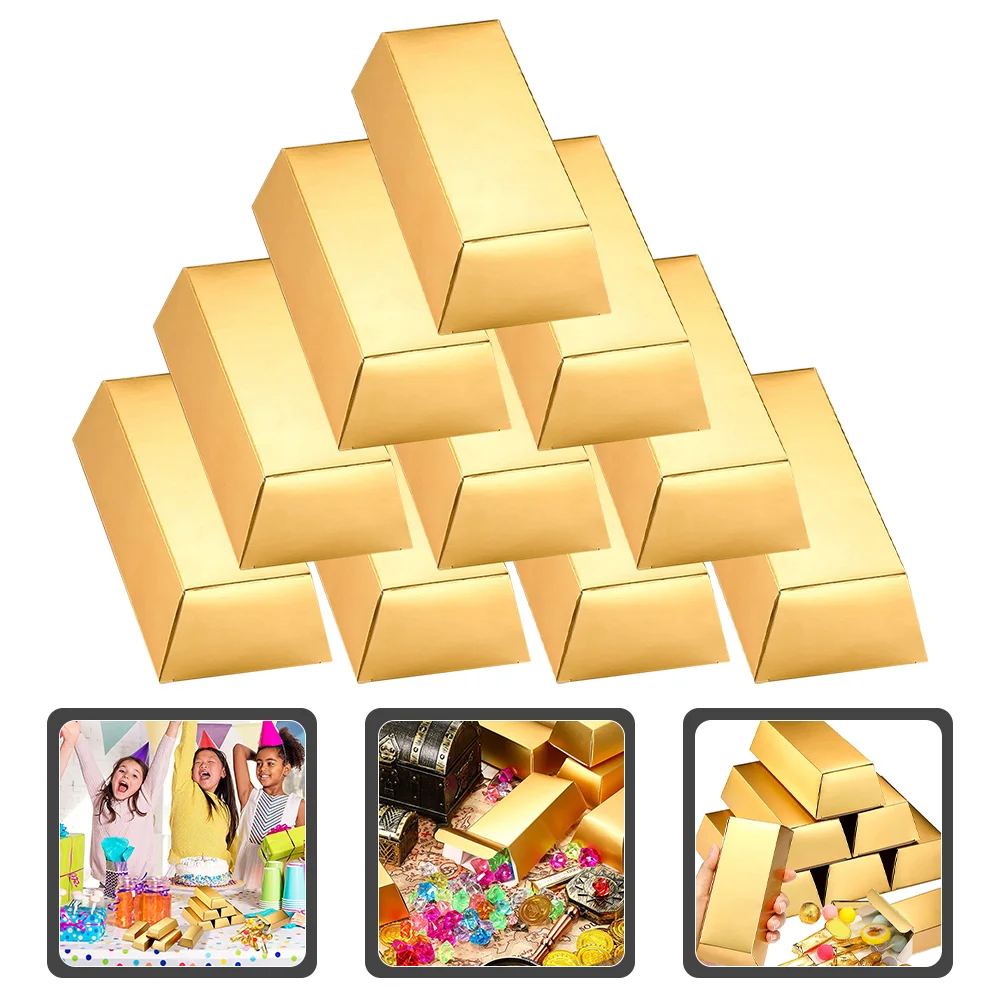 Подарочная коробка из бумажного золотого слитка 10шт, Золотые Коробки для вечеринок, принадлежности для Пиратской тематической вечеринки