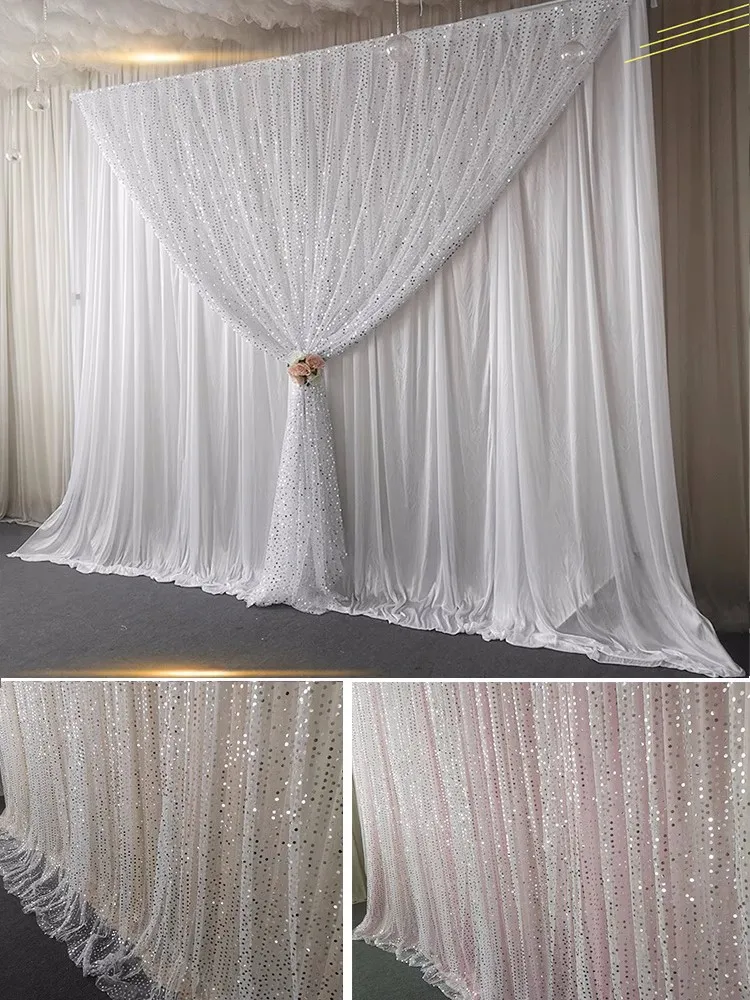 Свадебный марлевый занавес, блестки, пряжа, фон для свадебной сцены, декоративная ткань, занавес, тканевый занавес, сцена дня рождения знаменитостей в Интернете