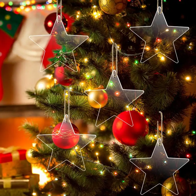 Акриловый Рождественский орнамент, пустые заготовки, Рождественская елка, Акриловые украшения для детей, Рождественские украшения из хрустальной звезды и снежинок, сделай сам