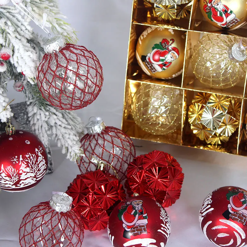 1 коробка Рождественских шаров Подвесные подвески Рождественская Елка Разноцветные украшения из шаров для домашней вечеринки Новогодний подарок Ноэль Навидад
