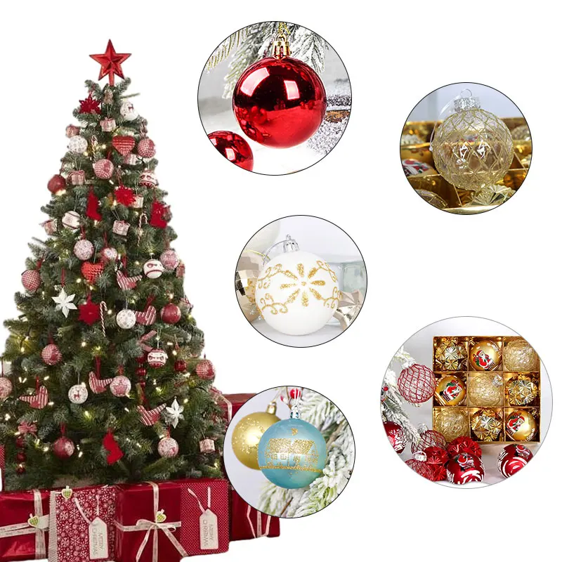 1 коробка Рождественских шаров Подвесные подвески Рождественская Елка Разноцветные украшения из шаров для домашней вечеринки Новогодний подарок Ноэль Навидад