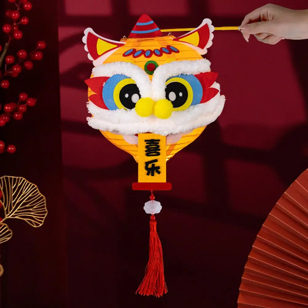 Фонарь со львом в китайском стиле, бумажные фонарики ручной работы для китайского танца со львом, новогодние фестивали середины осени, детские принадлежности для рукоделия