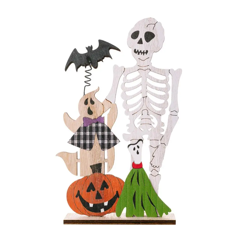 Деревянные украшения на Хэллоуин с тыквенным черепом летучей мыши, реквизит для вечеринки ужасов на Хэллоуин для оформления вечеринки 