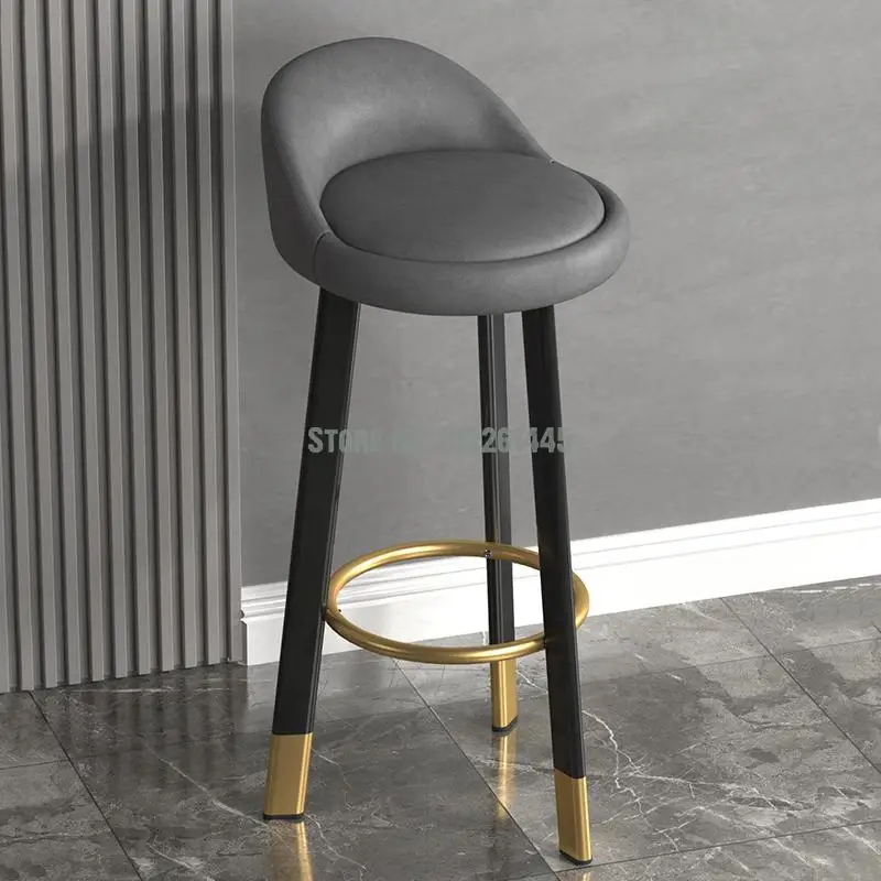 Высокий стул для бара, современный простой стульчик для кормления, легкий роскошный бытовой стул для кассира со спинкой на стойке регистрации Nordic metal simple