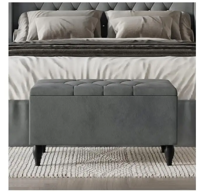 Комплект скамеек для спальни из 2 предметов, кровать с бархатной спинкой