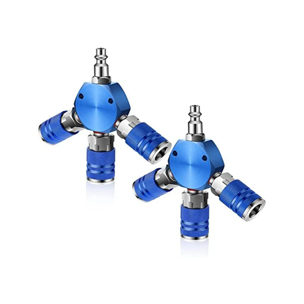 2 Шт Соединители для воздушного шланга 3-ходовые фитинги для воздушного шланга 1/4 дюйма NPT Фитинги для воздушного компрессора Аксессуары для воздушного компрессора (синий)