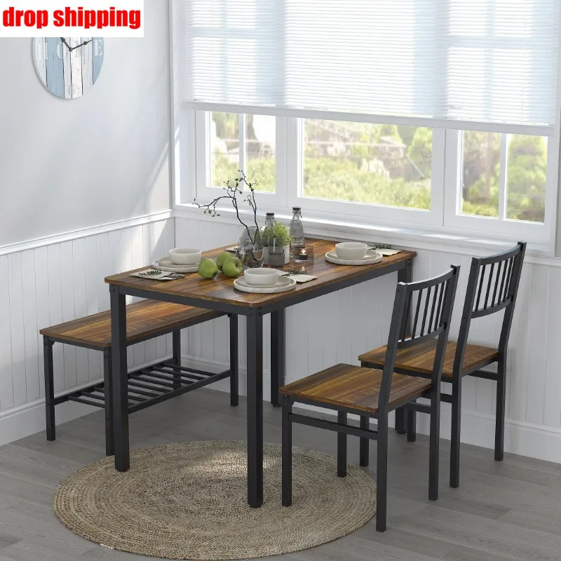 Обеденный стол Gezen с 2 стульями и скамейкой, прямоугольный консольный столик, приставной столик для хранения вещей для домашней кухни-столовой