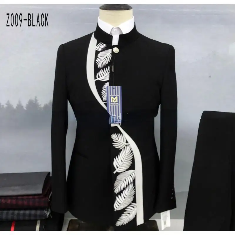 (пальто + брюки) Комплект мужского костюма с вышивкой для банкета/вечера /свадьбы /рабочей одежды