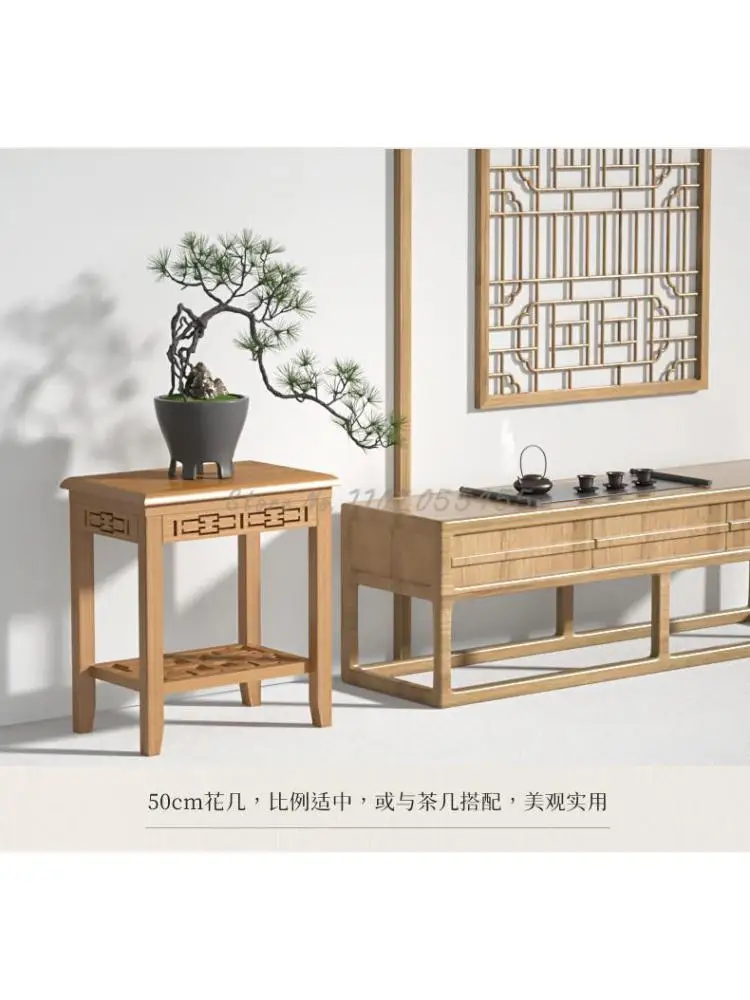 Напольный стеллаж из массива дерева, современный минималистичный журнальный столик, угловой стеллаж для спальни, стеллаж для хранения, Новая китайская подставка для цветов